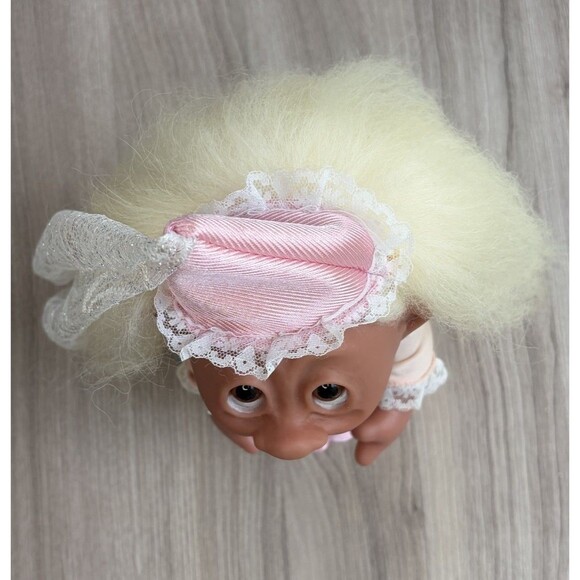VTG  1985 Norfin Dam Pink Princess Troll Doll Denmark 9” Lady Gwen Tag - Picture 2 of 12